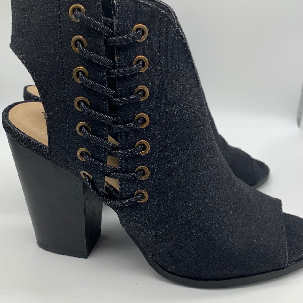 Denim sling back shoes